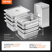 8 Pack Hotel Pans, 1/2 Size Anti-Jam Steam Pan with Lid, 0.8mm Thick Stainless Steel Steam Table Pan, 4-Inch V952-12BCCPBXG8JTGXJ0JV0