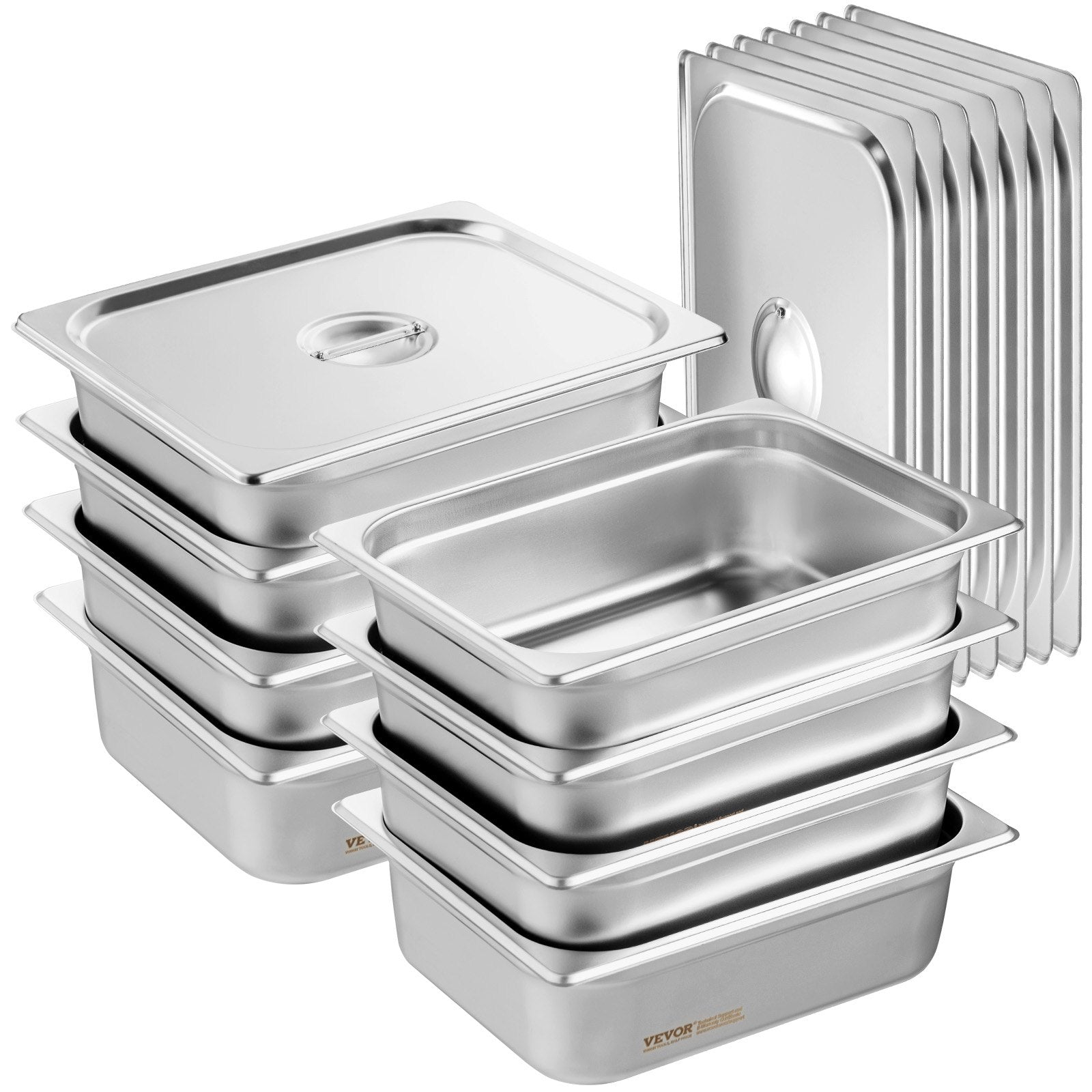 8 Pack Hotel Pans, 1/2 Size Anti-Jam Steam Pan with Lid, 0.8mm Thick Stainless Steel Steam Table Pan, 4-Inch V952-12BCCPBXG8JTGXJ0JV0