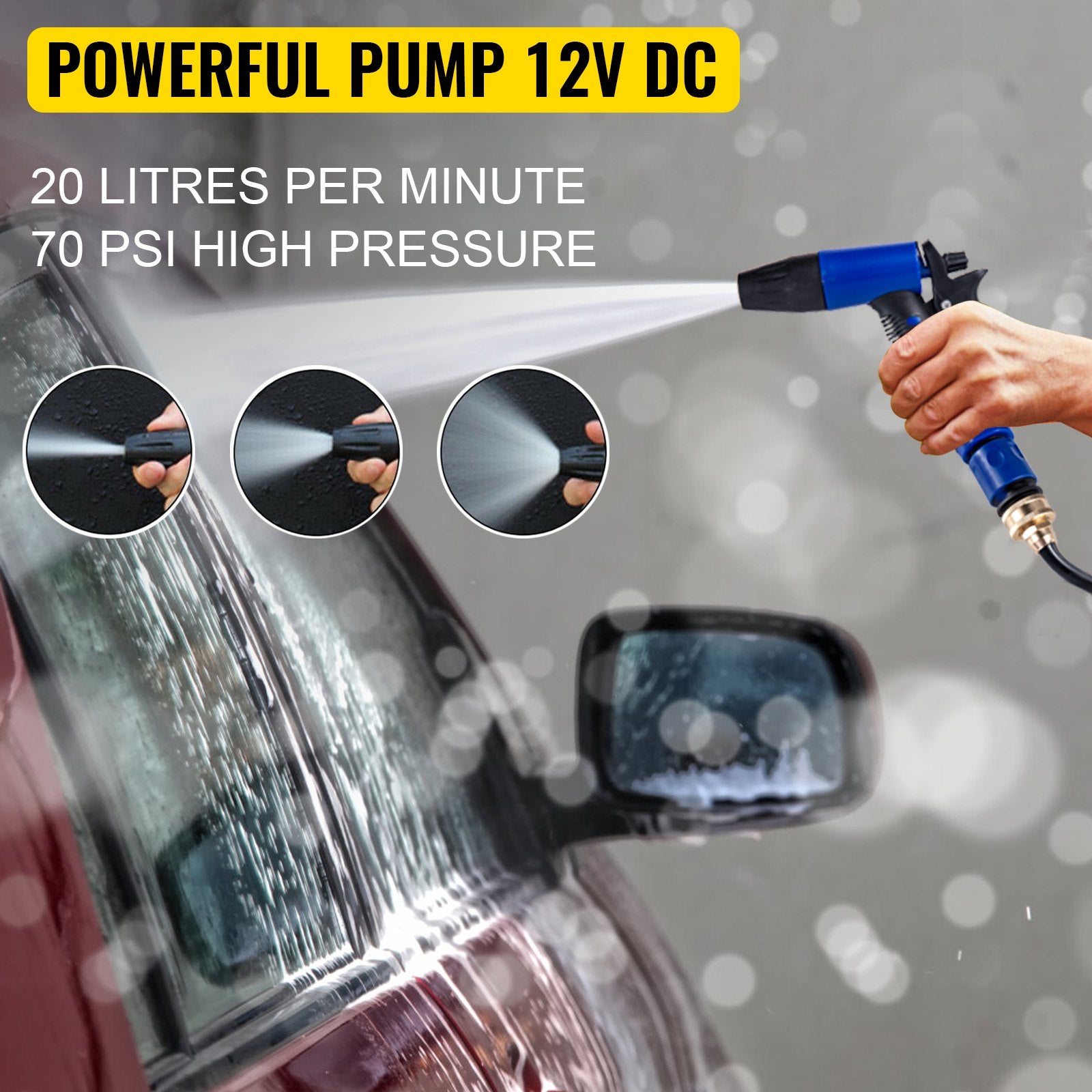 RV Water Pump 5.3 GPM 5.5 Gallons Per Minute 12V Water Pump Automatic 70 PSI Diaphragm Pump with 25 Foot V952-12VDCSFWP1-JBCXB1V0