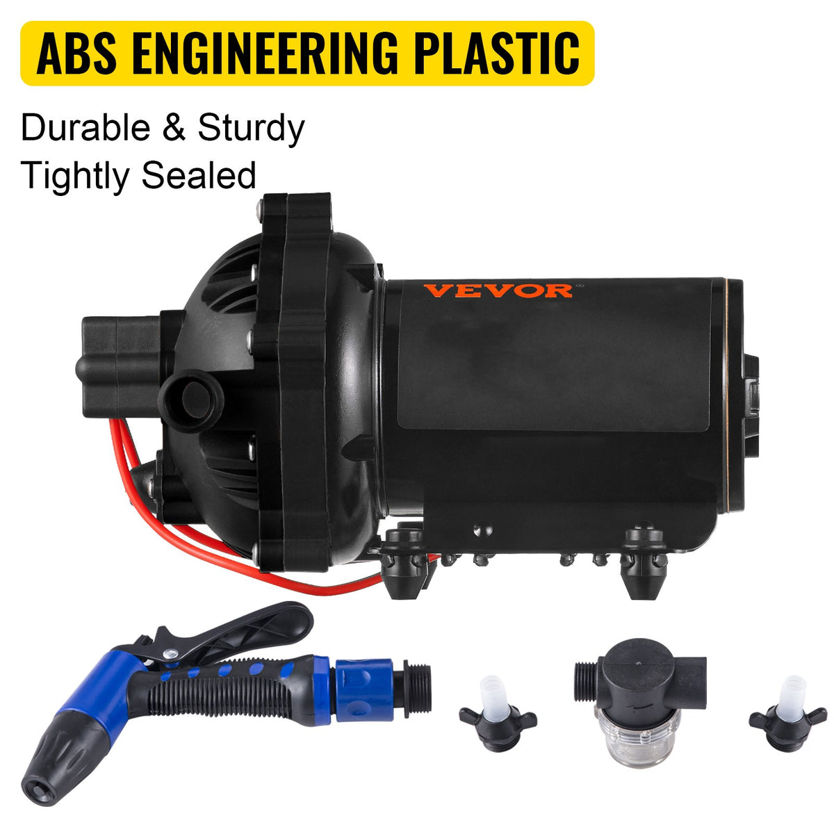 RV Water Pump 5.3 GPM 5.5 Gallons Per Minute 12V Water Pump Automatic 70 PSI Diaphragm Pump with 25 Foot V952-12VDCSFWP1-JBCXB1V0