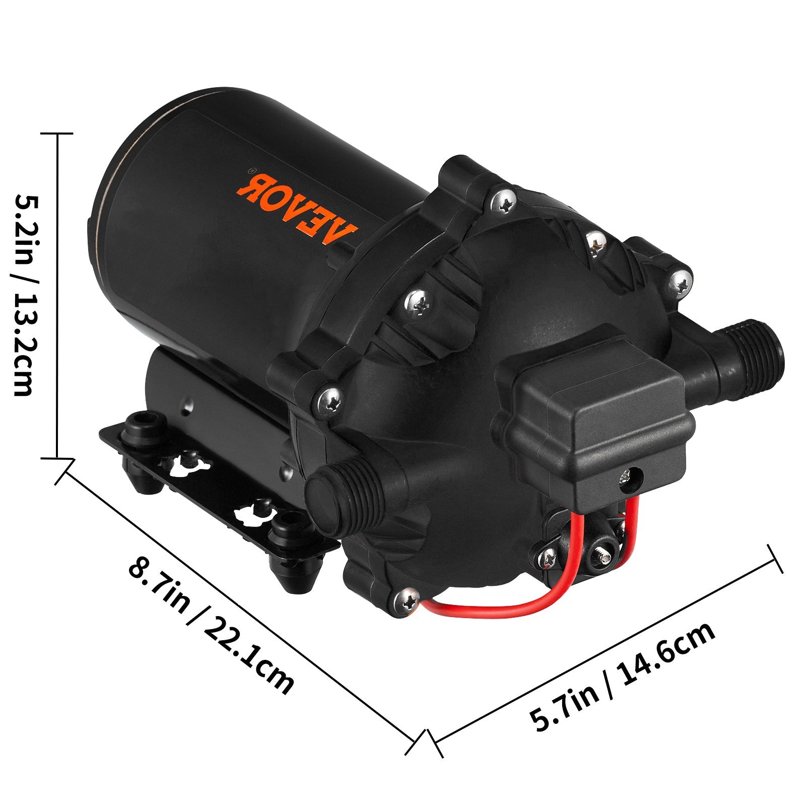 RV Water Pump 5.3 GPM 5.5 Gallons Per Minute 12V Water Pump Automatic 70 PSI Diaphragm Pump with 25 Foot V952-12VDCSFWP1-JBCXB1V0