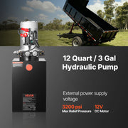 12 L Hydraulic Power Unit, Double Acting Dump Trailer Pump, 22 MPa Max Relief Pressure & 3.4 L/min Flow Rate, V952-12VSZYFXJSYXGNVP0001V9