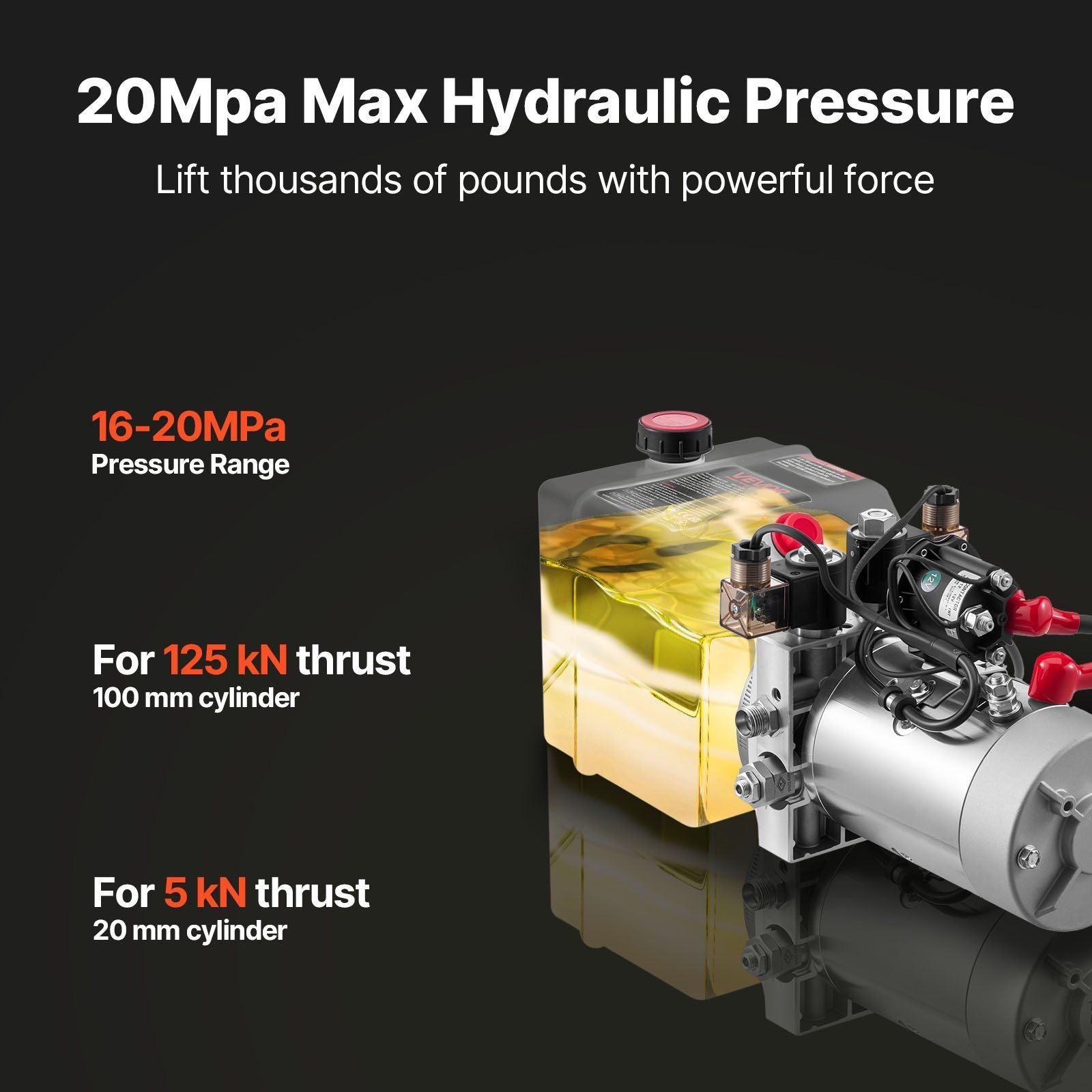 3 L Hydraulic Power Unit, Double Acting Dump Trailer Pump, 22 MPa Max Relief Pressure & 3.4 L/min Flow Rate, V952-12VSZYSLXCZYMIESA001V9