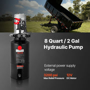 8 L Hydraulic Power Unit, Double Acting Dump Trailer Pump, 22 MPa Max Relief Pressure & 3.4 L/min Flow Rate, V952-12VSZYYXJSYX1FV09001V9