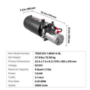 8 L Hydraulic Power Unit, Double Acting Dump Trailer Pump, 22 MPa Max Relief Pressure & 3.4 L/min Flow Rate, V952-12VSZYYXJSYX1FV09001V9