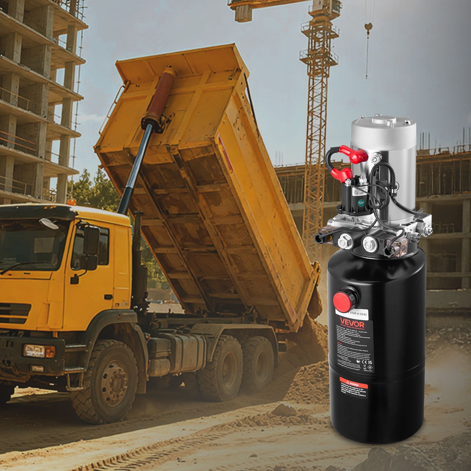 8 L Hydraulic Power Unit, Double Acting Dump Trailer Pump, 22 MPa Max Relief Pressure & 3.4 L/min Flow Rate, V952-12VSZYYXJSYX1FV09001V9