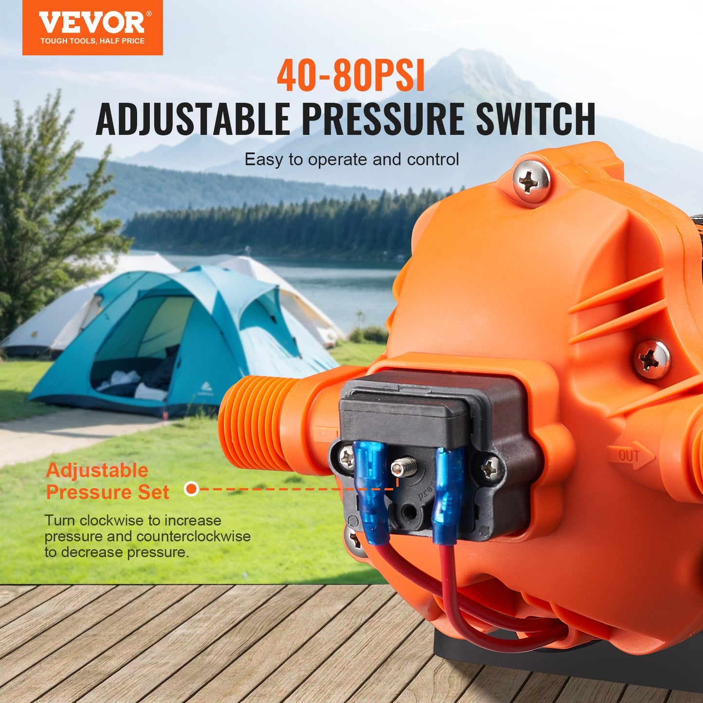 Diaphragm Pump 1.8GPM 6.81 L/min 3-Chamber Water Pump Pressure Switch V952-12VYYSB3Q18GVU9M9V9