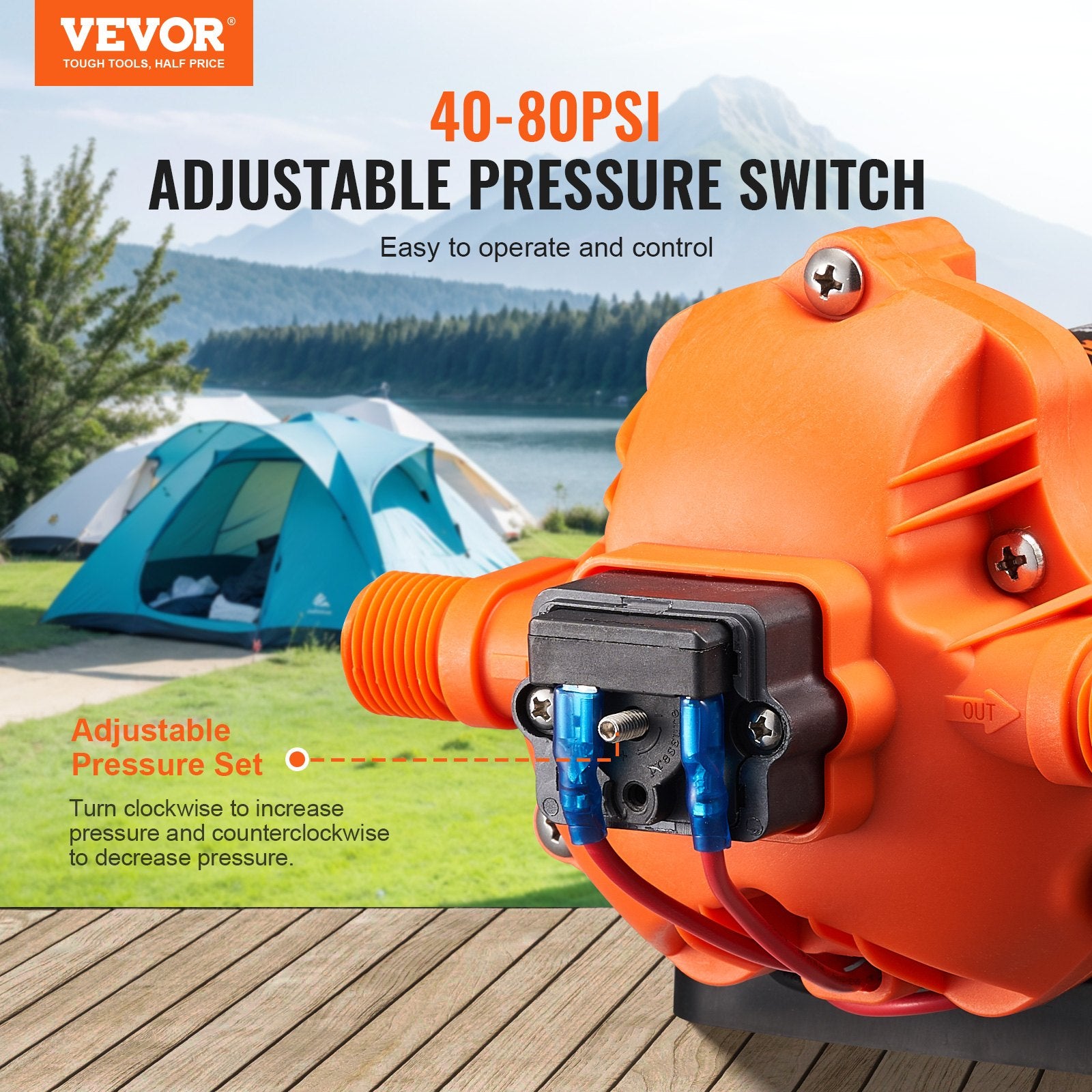 Diaphragm Pump 3GPM 11.36 L/min 3-Chamber Water Pump Pressure Switch V952-12VYYSB3Q30GCJB2MV9