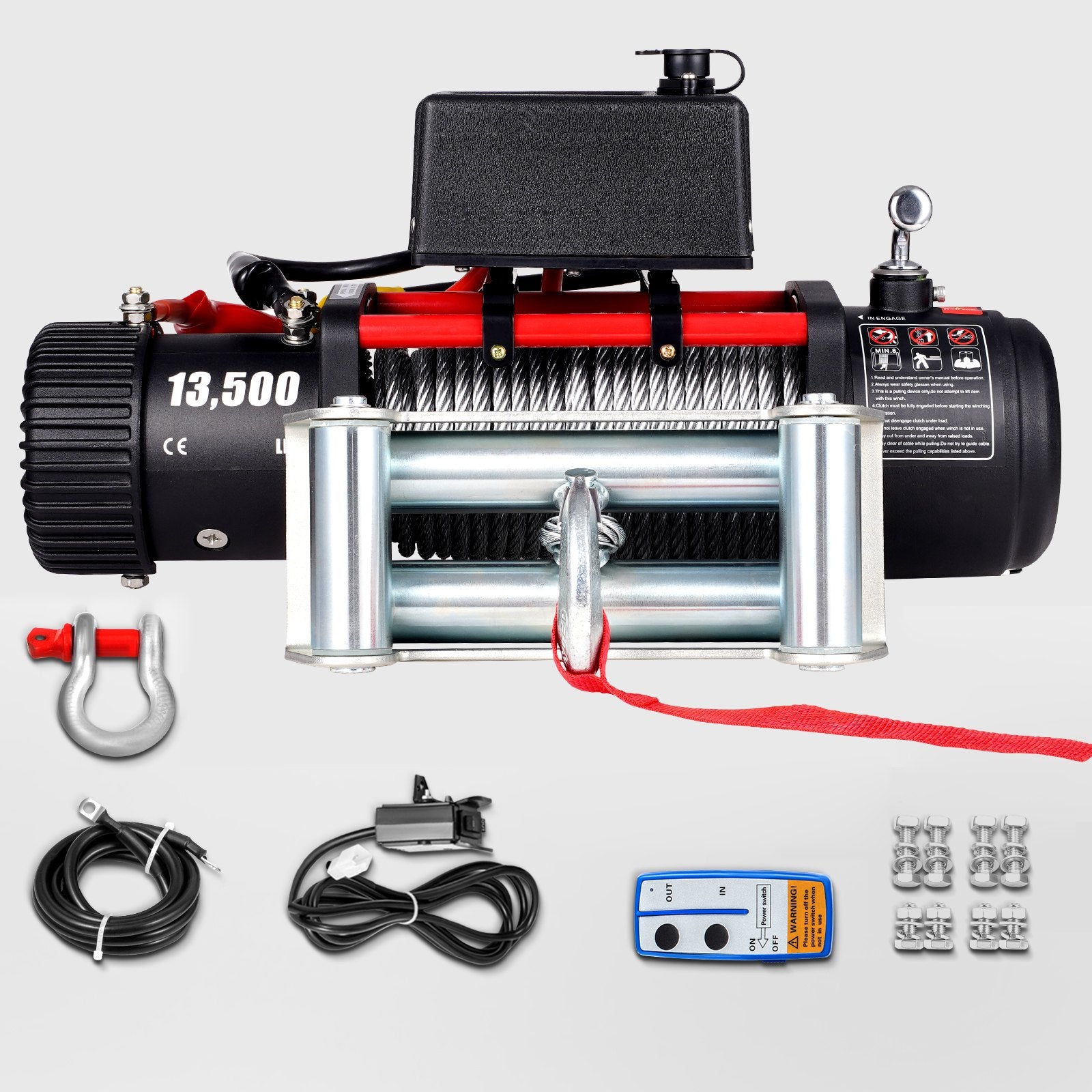 Electric Winch Recovery 12v 13500Lb / 6125Kg,Electric Truck Winch with Handle and Wireless Remote V952-13500LBSJP0000001V0