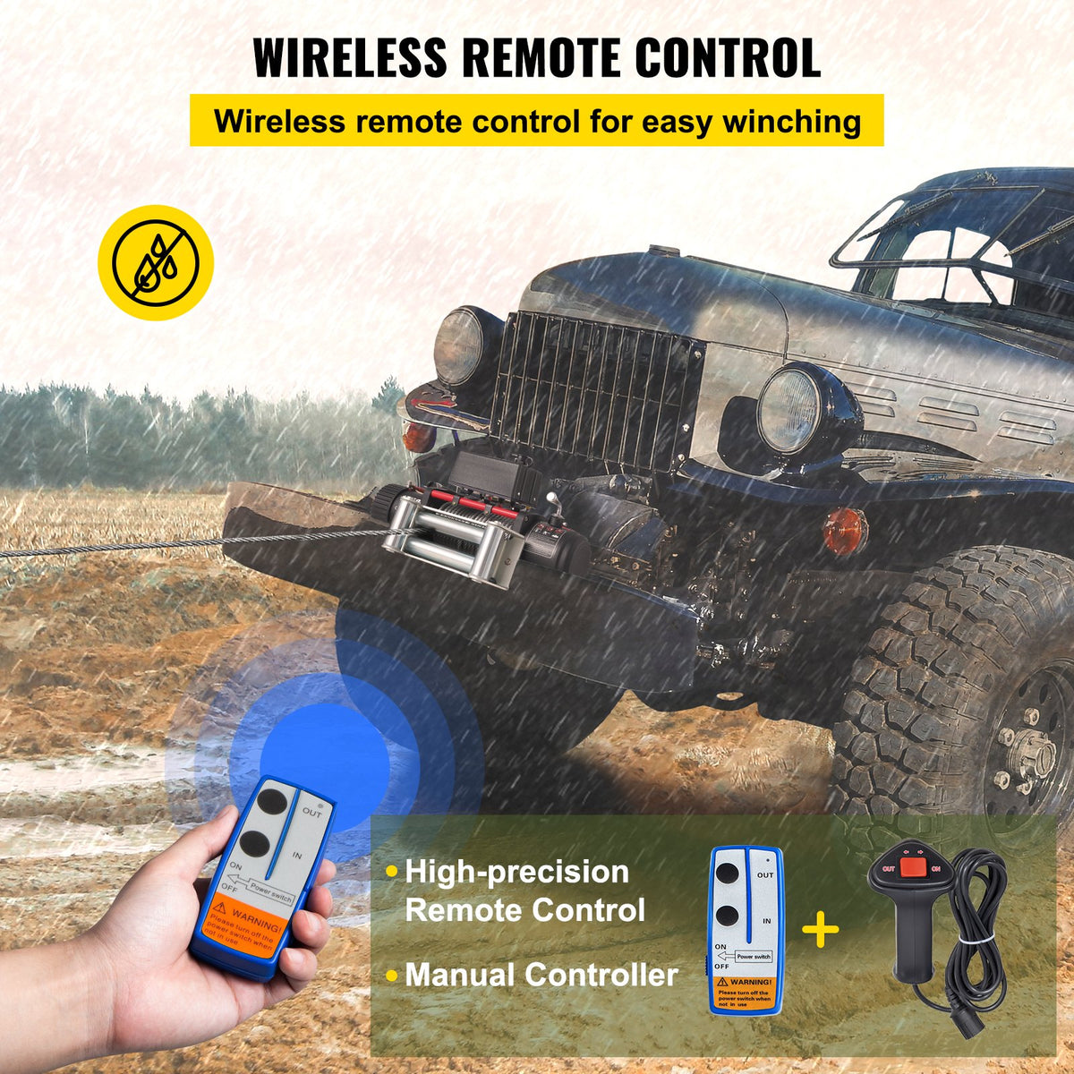 Electric Winch Recovery 12v 13500Lb / 6125Kg,Electric Truck Winch with Handle and Wireless Remote V952-13500LBSJP0000001V0