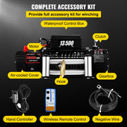 Electric Winch 13500lb/6123kg, Steel Cable Recovery Winch 12V, Power Winch with Wireless Remote Control, V952-13500LBSJPPTB0001V0