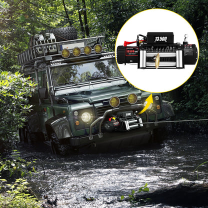 Electric Winch 13500lb/6123kg, Steel Cable Recovery Winch 12V, Power Winch with Wireless Remote Control, V952-13500LBSJPPTB0001V0