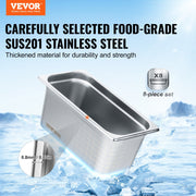 8 Pack Hotel Pans, 1/3 Size Anti-Jam Steam Pan with Lid, 0.8mm Thick Stainless Steel Steam Table Pan, 6-Inch V952-13FCCPBXG8JTBFFA9V0