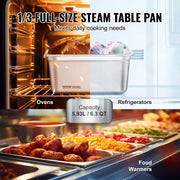 8 Pack Hotel Pans, 1/3 Size Anti-Jam Steam Pan with Lid, 0.8mm Thick Stainless Steel Steam Table Pan, 6-Inch V952-13FCCPBXG8JTBFFA9V0