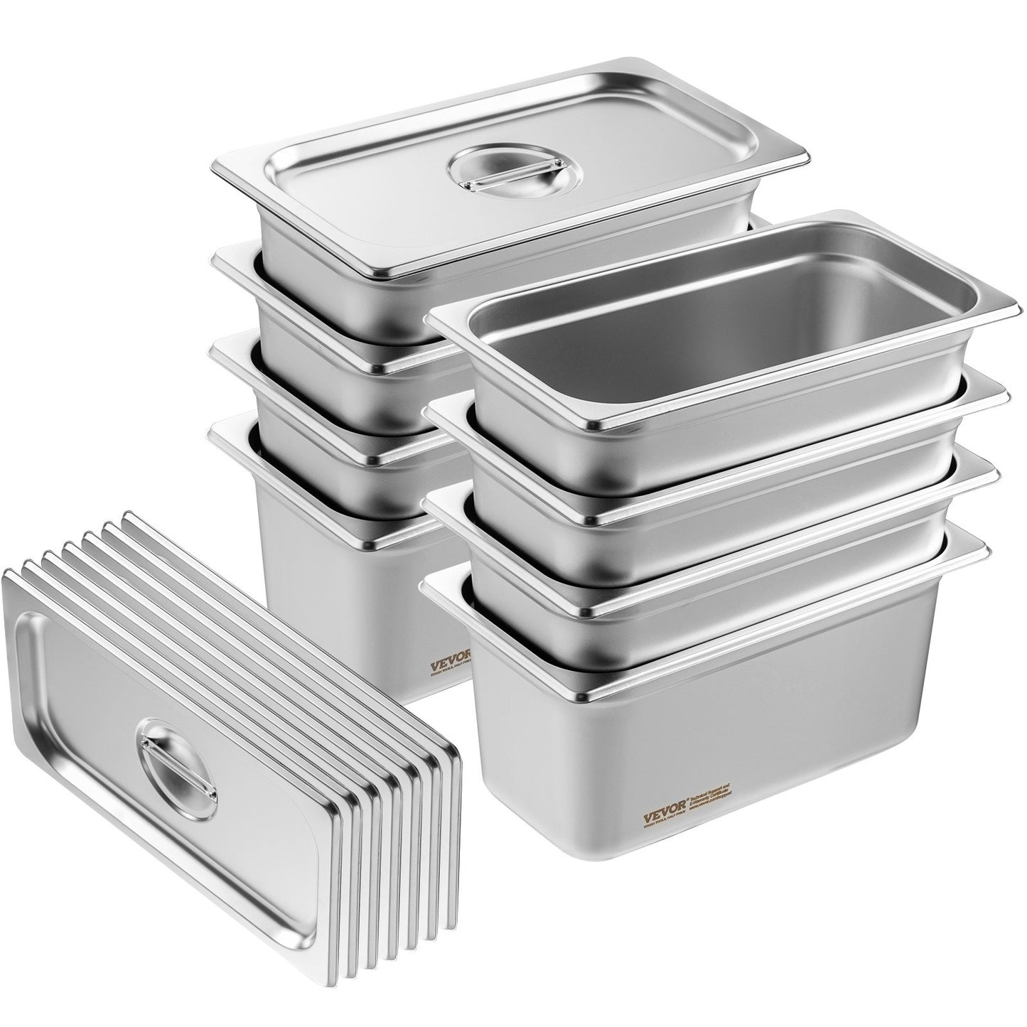 8 Pack Hotel Pans, 1/3 Size Anti-Jam Steam Pan with Lid, 0.8mm Thick Stainless Steel Steam Table Pan, 6-Inch V952-13FCCPBXG8JTBFFA9V0
