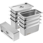 8 Pack Hotel Pans, 1/3 Size Anti-Jam Steam Pan with Lid, 0.8mm Thick Stainless Steel Steam Table Pan, 6-Inch V952-13FCCPBXG8JTBFFA9V0