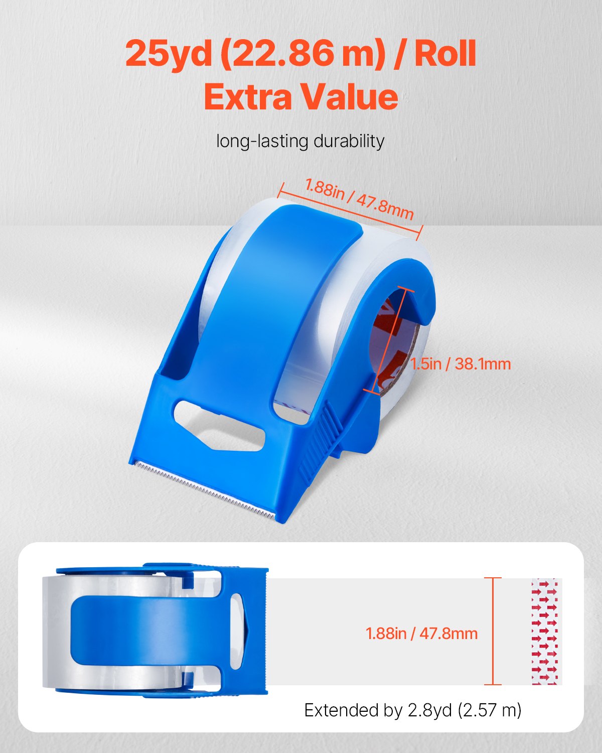 Packing Tape 6 Rolls 25 Yards Clear Shipping Tape with Dispenser 2.7 Mil V952-15YCXFXJD6GZT3JQ3V0