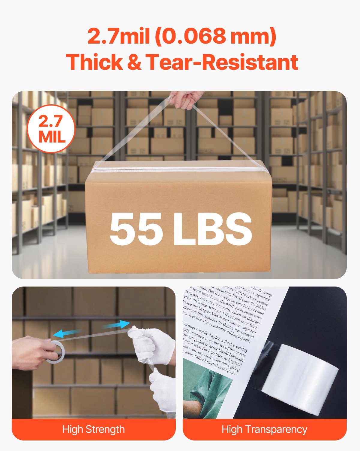 Packing Tape 6 Rolls 25 Yards Clear Shipping Tape with Dispenser 2.7 Mil V952-15YCXFXJD6GZT3JQ3V0