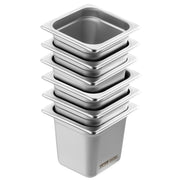 6 Pack Hotel Pans, 1/6 Size Anti-Jam Steam Pan, 0.8mm Thick Stainless Steel Restaurant Steam Table Pan, V952-16FCCPBXG6JTSOEA6V0