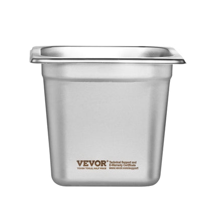 6 Pack Hotel Pans, 1/6 Size Anti-Jam Steam Pan, 0.8mm Thick Stainless Steel Restaurant Steam Table Pan, V952-16FCCPBXG6JTSOEA6V0