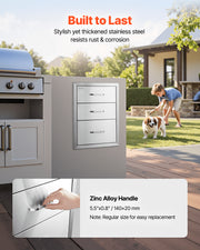 18x23 Inch Outdoor Kitchen Stainless Steel Triple Access BBQ Drawers with Chrome Handle, 18 x23 x 23 Inch V952-18X23YC3CBXGCTG01V0