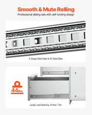 18x23 Inch Outdoor Kitchen Stainless Steel Triple Access BBQ Drawers with Chrome Handle, 18 x23 x 23 Inch V952-18X23YC3CBXGCTG01V0