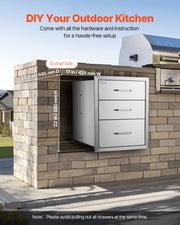18x23 Inch Outdoor Kitchen Stainless Steel Triple Access BBQ Drawers with Chrome Handle, 18 x23 x 23 Inch V952-18X23YC3CBXGCTG01V0