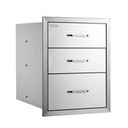 18x23 Inch Outdoor Kitchen Stainless Steel Triple Access BBQ Drawers with Chrome Handle, 18 x23 x 23 Inch V952-18X23YC3CBXGCTG01V0