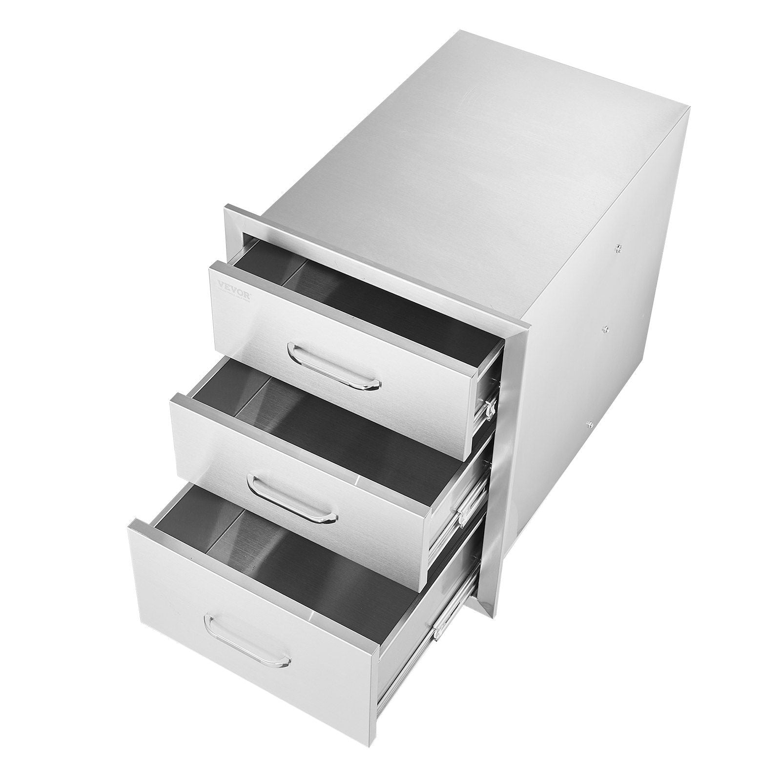 18x23 Inch Outdoor Kitchen Stainless Steel Triple Access BBQ Drawers with Chrome Handle, 18 x23 x 23 Inch V952-18X23YC3CBXGCTG01V0