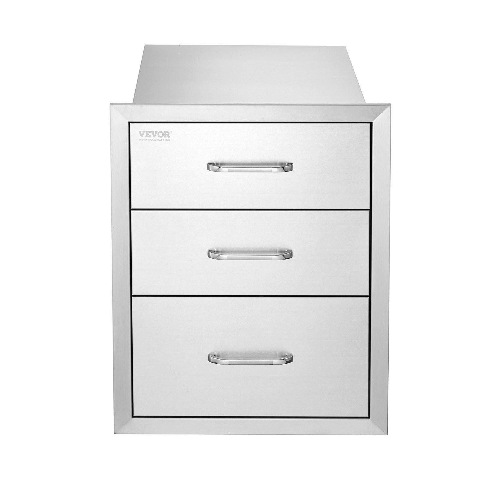 18x23 Inch Outdoor Kitchen Stainless Steel Triple Access BBQ Drawers with Chrome Handle, 18 x23 x 23 Inch V952-18X23YC3CBXGCTG01V0