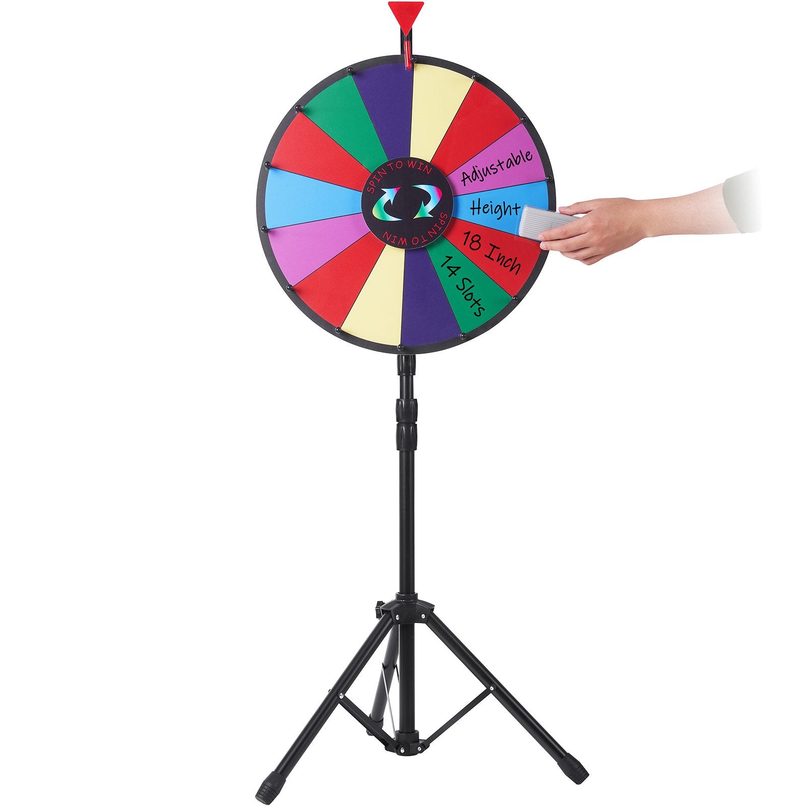 18 Inch Tabletop Color Prize Wheel with Folding Tripod Floor Stand 14 Slots Dry Erase V952-18YCSJZCCSZL00001V0
