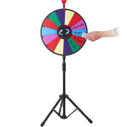 18 Inch Tabletop Color Prize Wheel with Folding Tripod Floor Stand 14 Slots Dry Erase V952-18YCSJZCCSZL00001V0