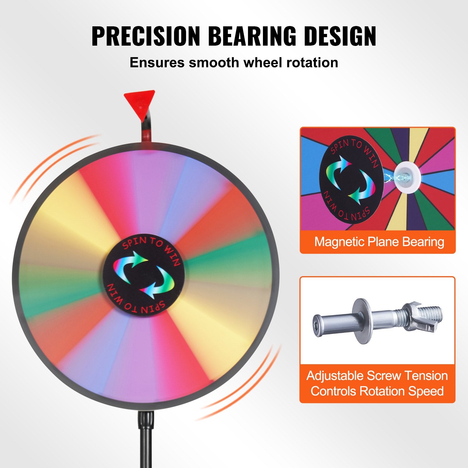 18 Inch Tabletop Color Prize Wheel with Folding Tripod Floor Stand 14 Slots Dry Erase V952-18YCSJZCCSZL00001V0
