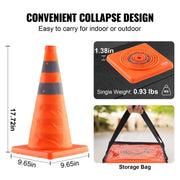 Safety Cones, 4 Pack 18 inch Collapsible Traffic Cones, Construction Cones with Reflective Collars, Wide Base V952-18ZDAQZ18YCQM2TA7V0