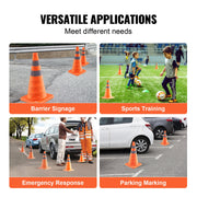 Safety Cones, 4 Pack 18 inch Collapsible Traffic Cones, Construction Cones with Reflective Collars, Wide Base V952-18ZDAQZ18YCQM2TA7V0