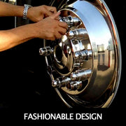 Polished 19.5" 10 Lug Wheel Simulators Stainless Steel Bolt Kit Hubcap Kit Fit for 2005-2020 Ford F450/F550 V952-19.5CBXGLGG000001V0