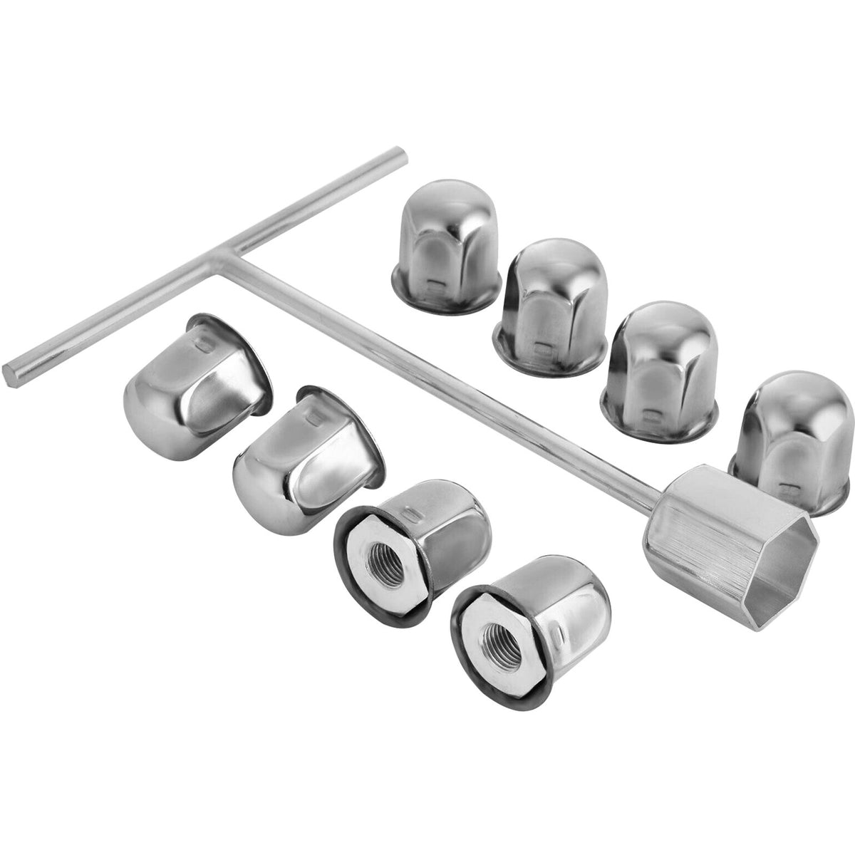 Polished 19.5" 10 Lug Wheel Simulators Stainless Steel Bolt Kit Hubcap Kit Fit for 2005-2020 Ford F450/F550 V952-19.5CBXGLGG000001V0
