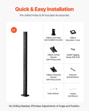Cable Railing Post, 106.7x5x5cm Level Deck Stair Posts, 1-Pack Stainless Steel Cable Handrail Post, V952-1JZLGZXHS106AWJO6001V0