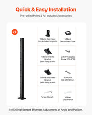 1-Pack Cable Railing Post, 91.4x5x5cm Horizontal-Hole Deck Railing Post with Pre-Drilled Holes, Stainless V952-1JZLGZXHS9148RVYS001V0