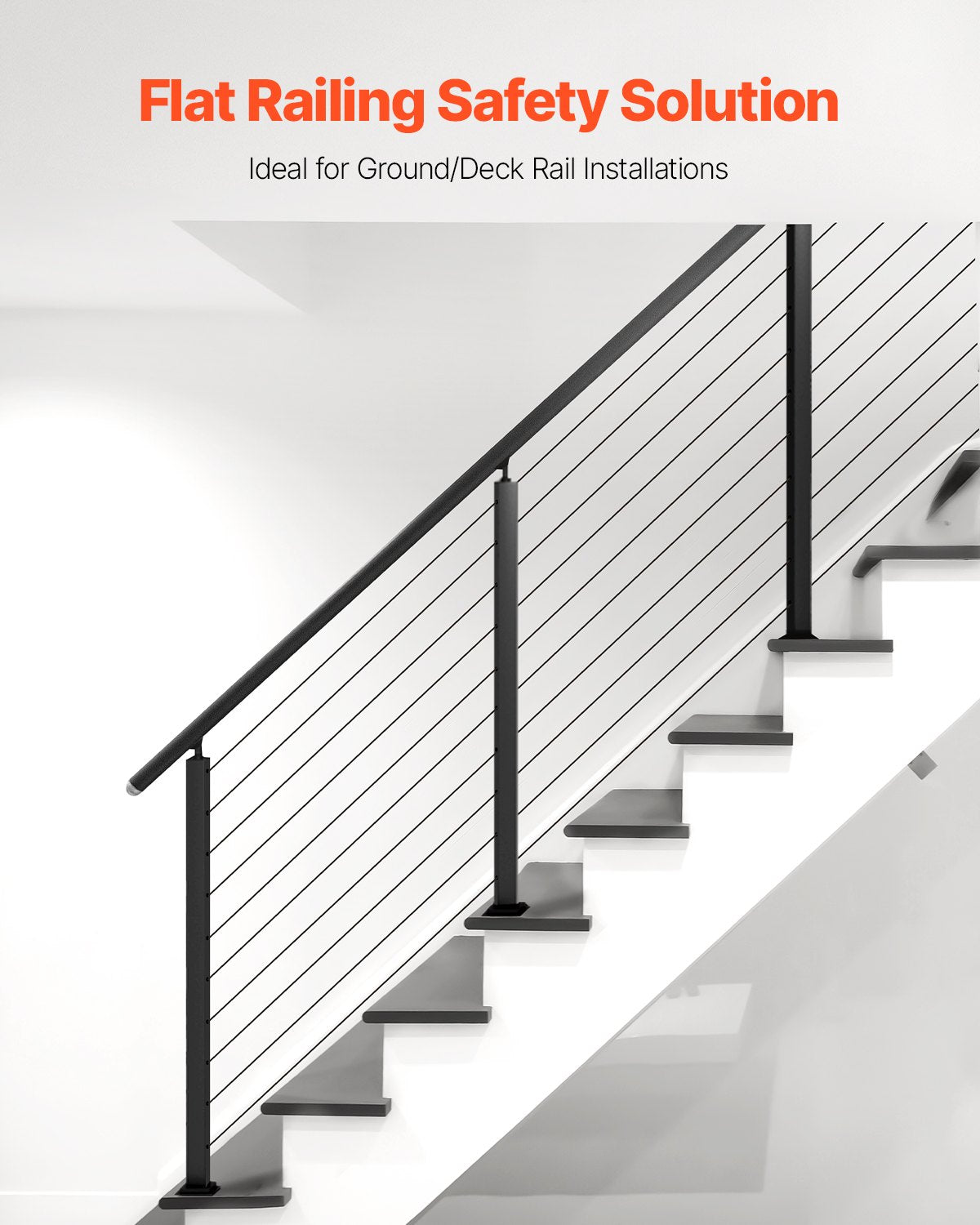 Cable Railing Post, 36x2x2 Inch Stair Railing Post, with Pre-Drilled 30 degrees Angled Holes, Stainless Steel V952-1JZLGZXHS914YIVIS001V0