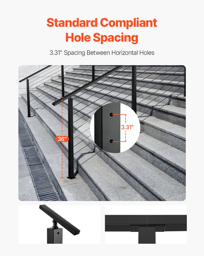 Cable Railing Post, 36x2x2 Inch Stair Railing Post, with Pre-Drilled 30 degrees Angled Holes, Stainless Steel V952-1JZLGZXHS914YIVIS001V0