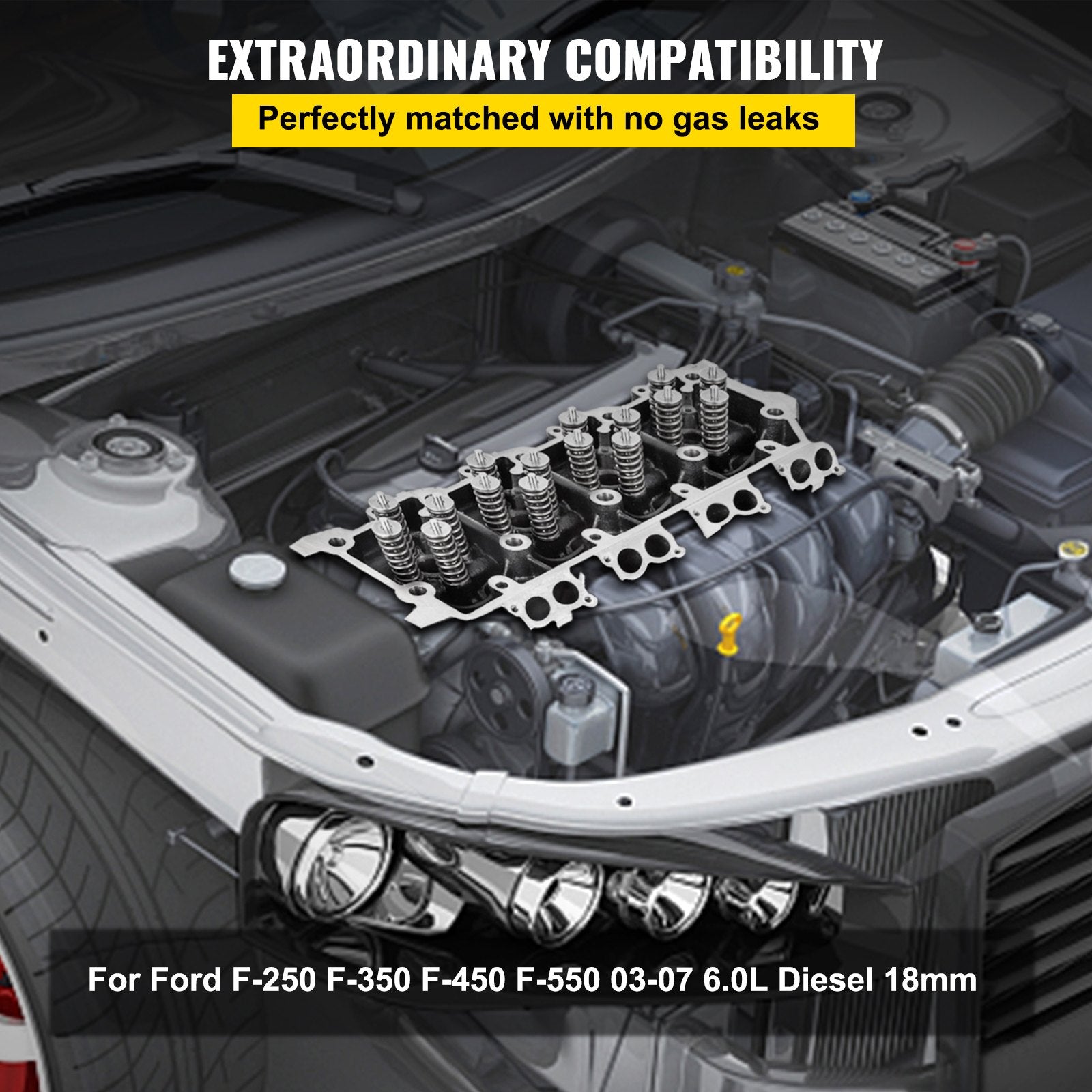 Replacement for 6.0L Cylinder Head 18MM Power Stroke Bare F-Series Cylinder Head 1843080C3 V952-1XFTQG3C3Z6049DA1V0