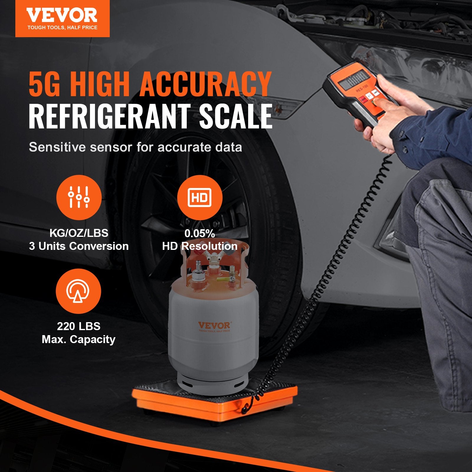 Refrigerant Scale 220 LBS HAVC Charging Recovery Freon Scale, with Wired Remote Control, 5g High Precision V952-220BLMCYXYKKMJVL1V9
