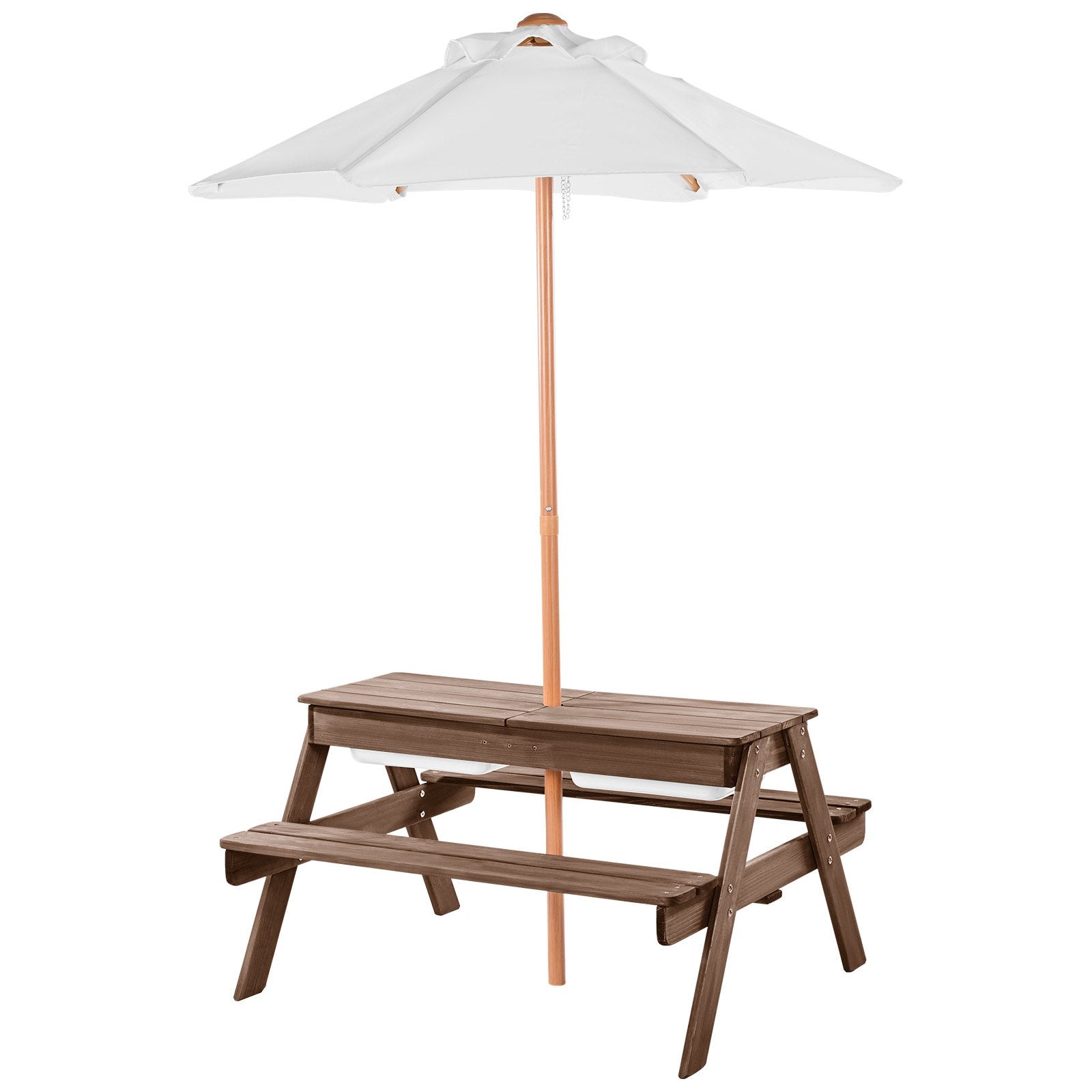 Picnic Table Wooden Tables and Bench Set Umbrella Garden Indoor Outdoor V952-2DFZ29FTKZDMPDRJRV0