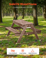 Picnic Table Wooden Tables and Bench Set Umbrella Garden Indoor Outdoor V952-2DFZ29FTKZDMPDRJRV0