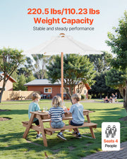 Picnic Table Wooden Tables and Bench Set Umbrella Garden Indoor Outdoor V952-2DFZ29FTKZDMPDRJRV0