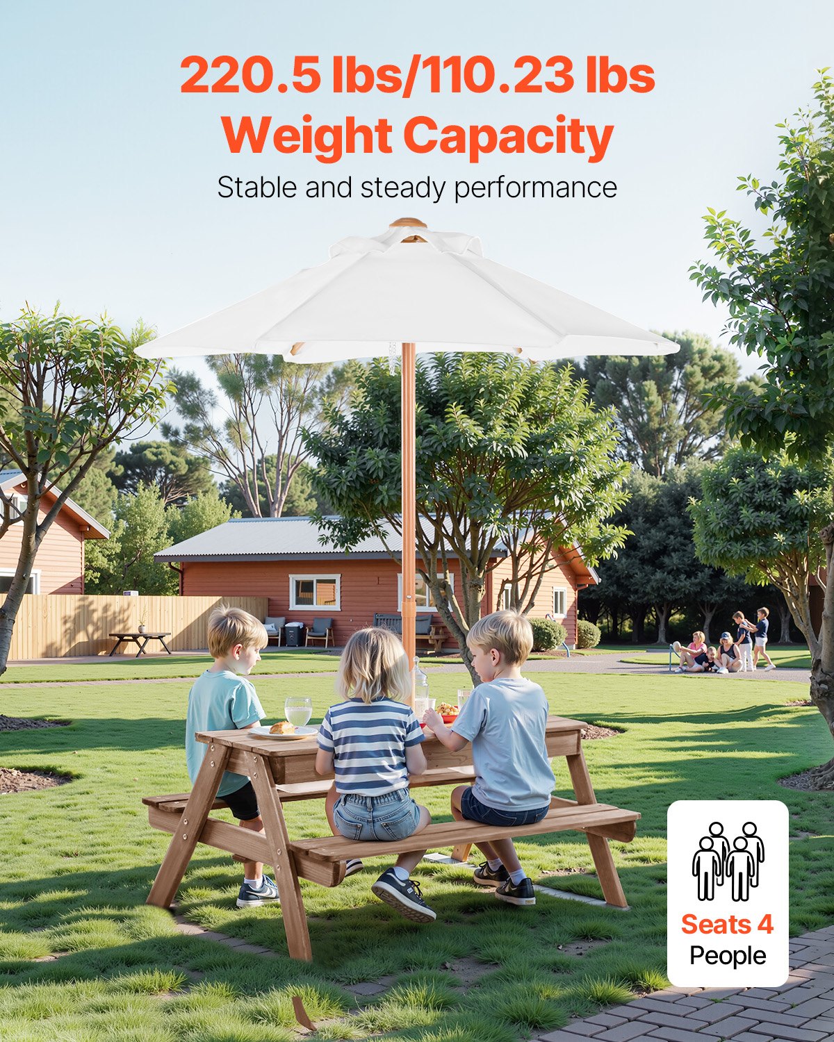 Picnic Table Wooden Tables and Bench Set Umbrella Garden Indoor Outdoor V952-2DFZ29FTKZDMPDRJRV0