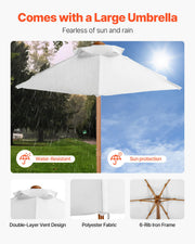 Picnic Table Wooden Tables and Bench Set Umbrella Garden Indoor Outdoor V952-2DFZ29FTKZDMPDRJRV0