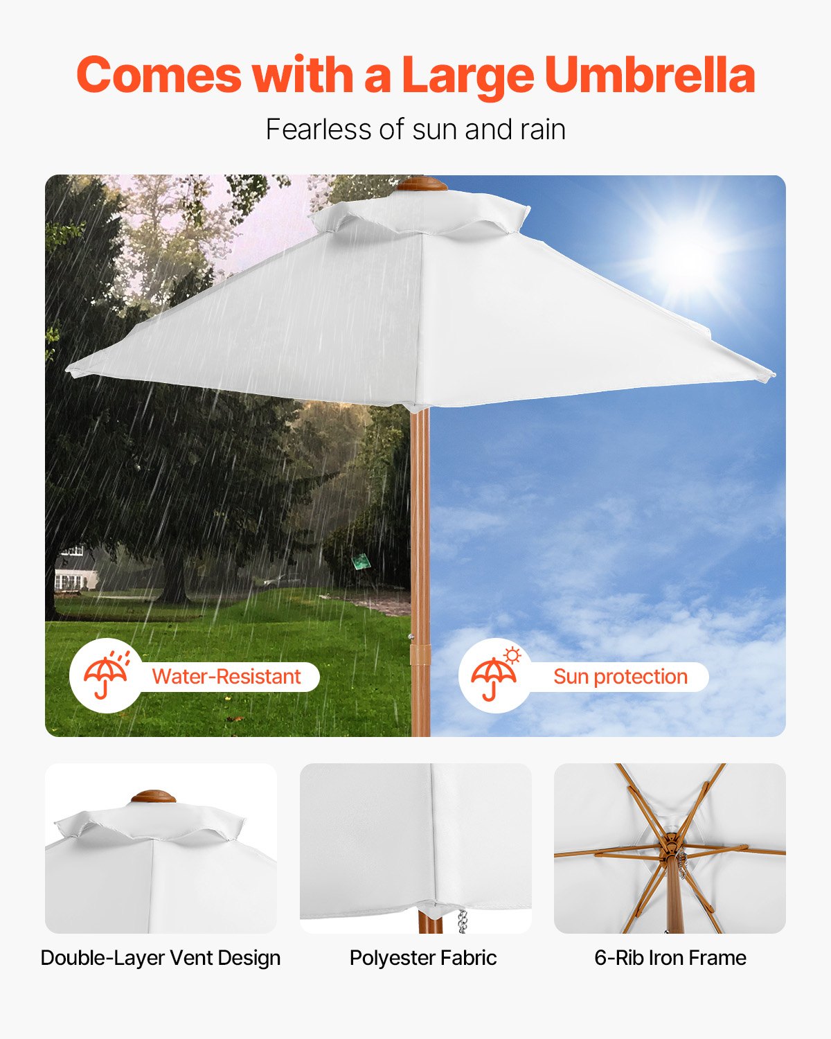 Picnic Table Wooden Tables and Bench Set Umbrella Garden Indoor Outdoor V952-2DFZ29FTKZDMPDRJRV0