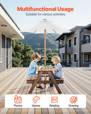 Picnic Table Wooden Tables and Bench Set Umbrella Garden Indoor Outdoor V952-2DFZ29FTKZDMPDRJRV0
